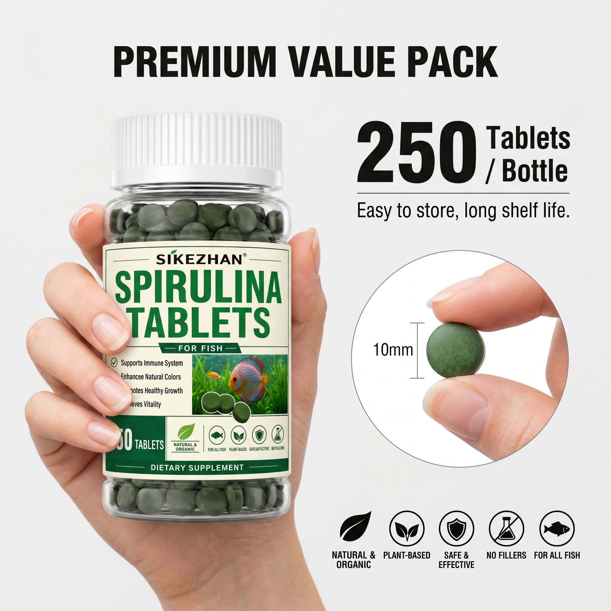 1000pcs High Purity Spirulina  - Aquarium Fish Holiday Food reseña y precio