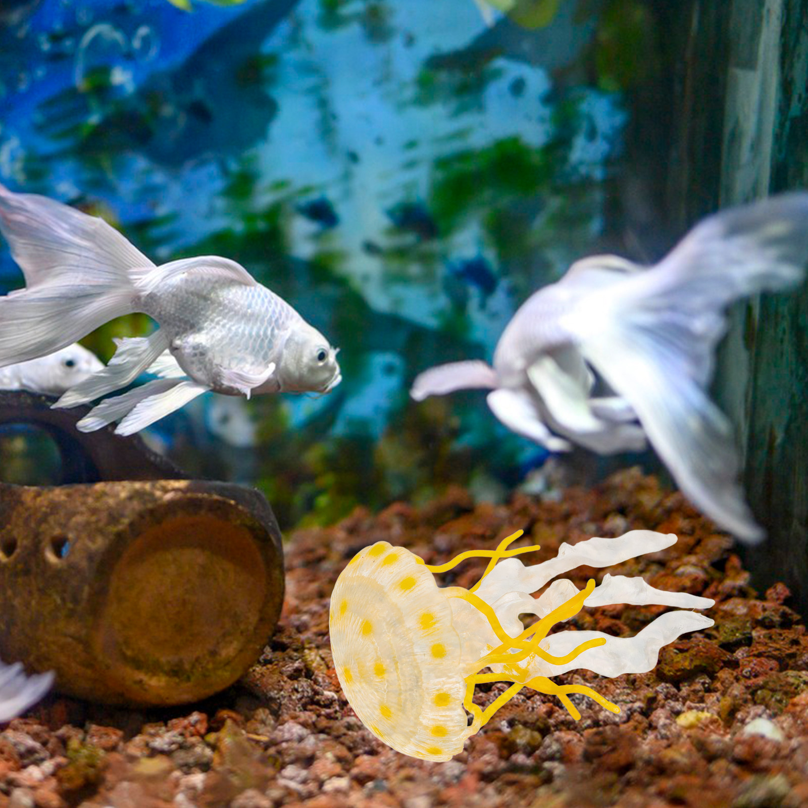 Realistic Bright Yellow Jellyf - Aquarium Fish Yellow reseña y precio