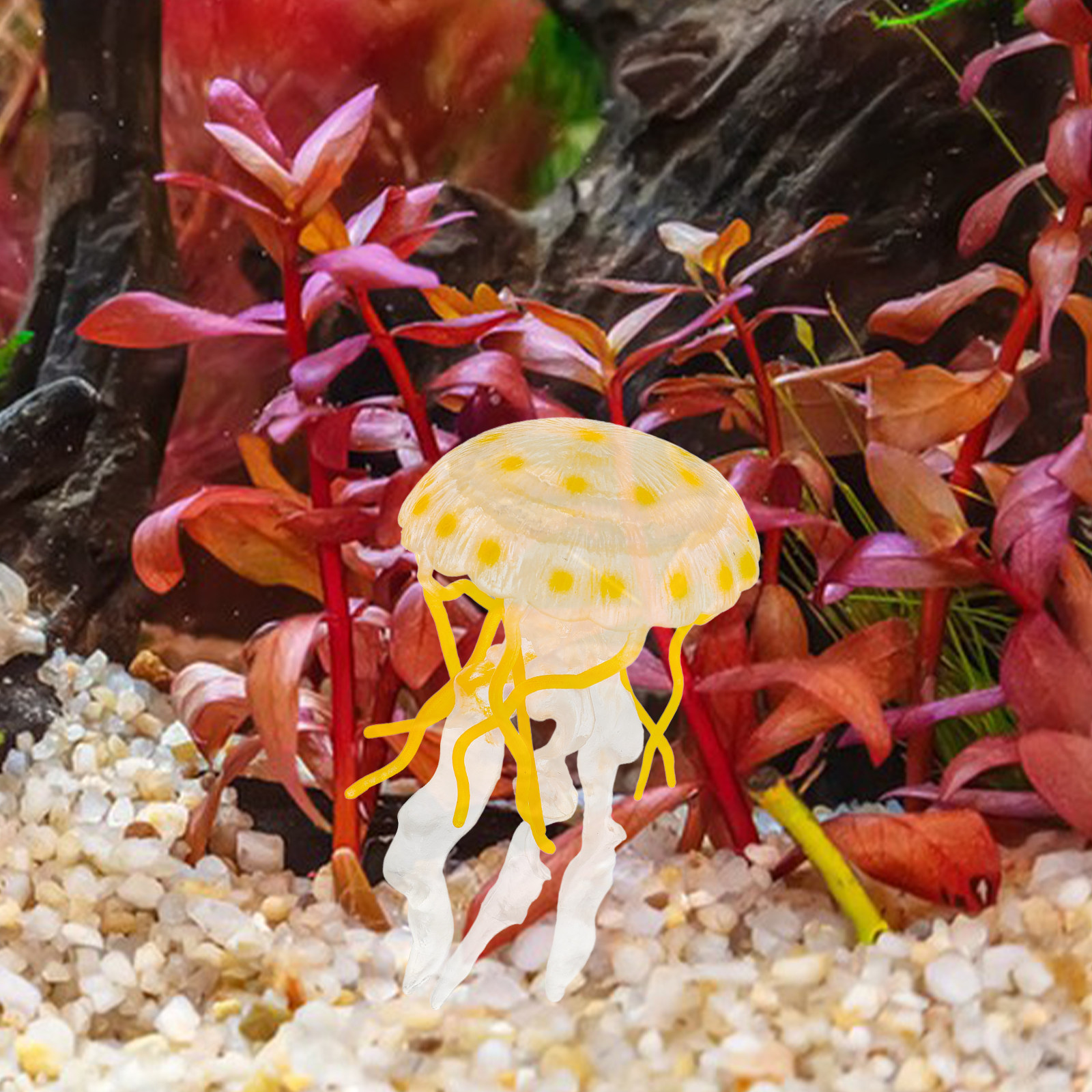 Realistic Bright Yellow Jellyf - Aquarium Fish Yellow reseña y precio