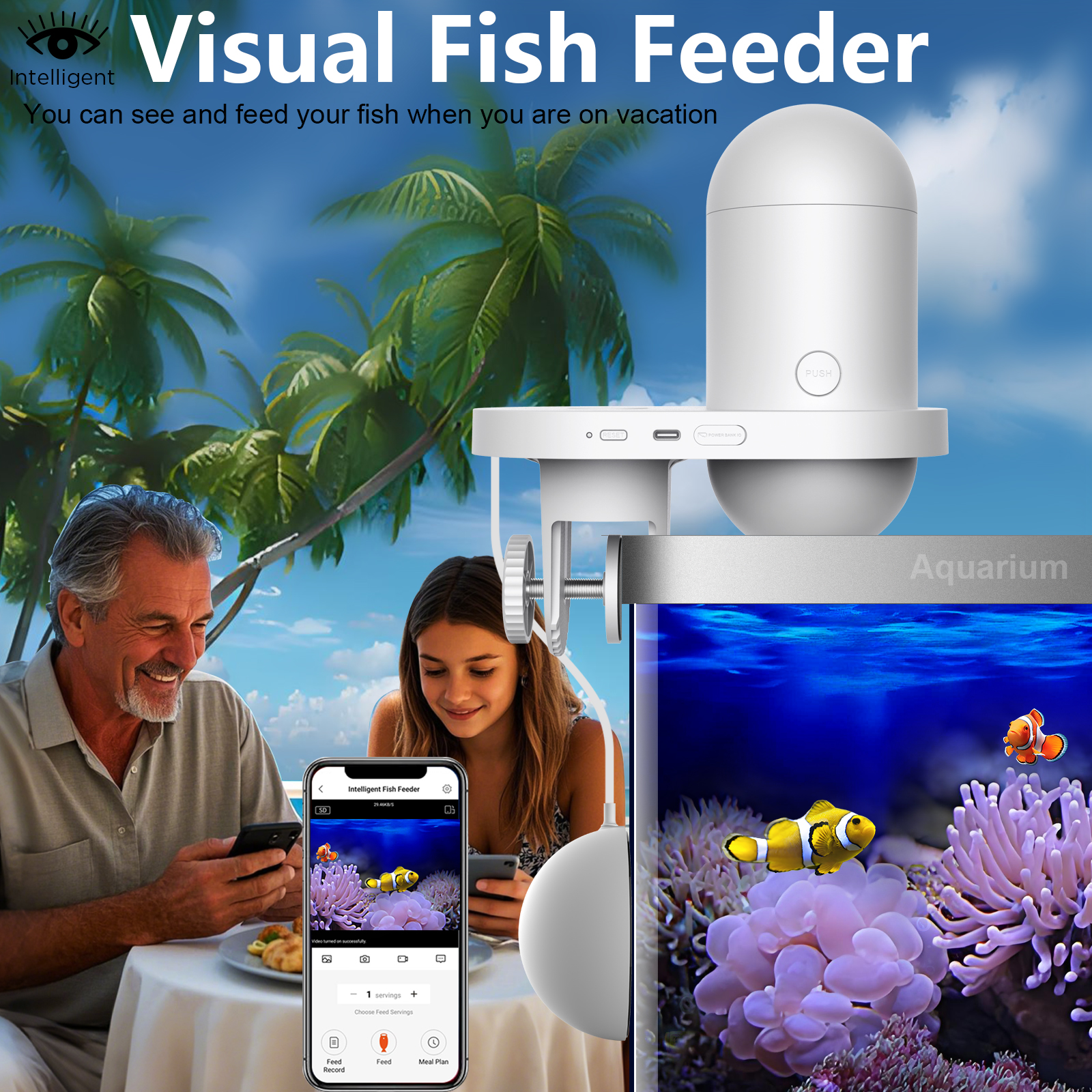 Automatic Fish Feeder With Cam - Aquarium Fish Food reseña y precio