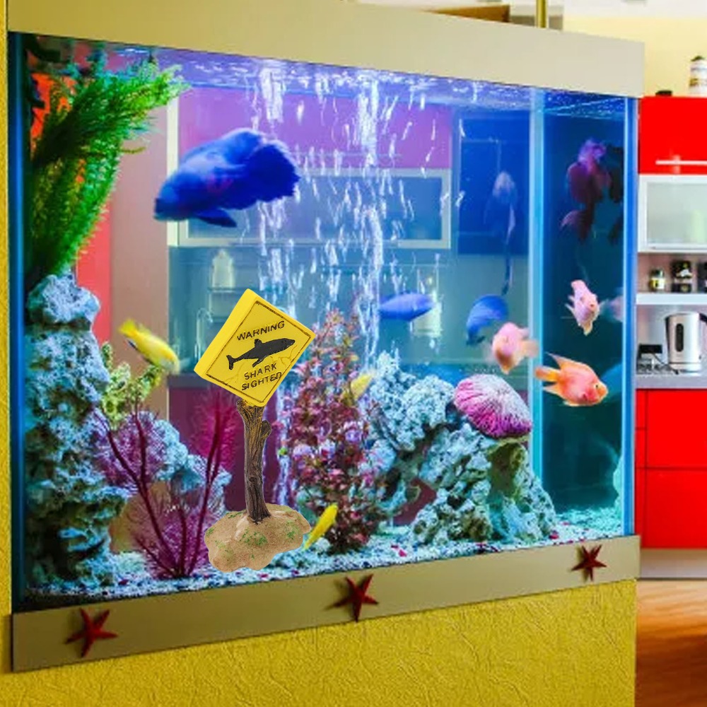 Resin Shark Warning Board Orna - Aquarium Fish Yellow reseña y precio