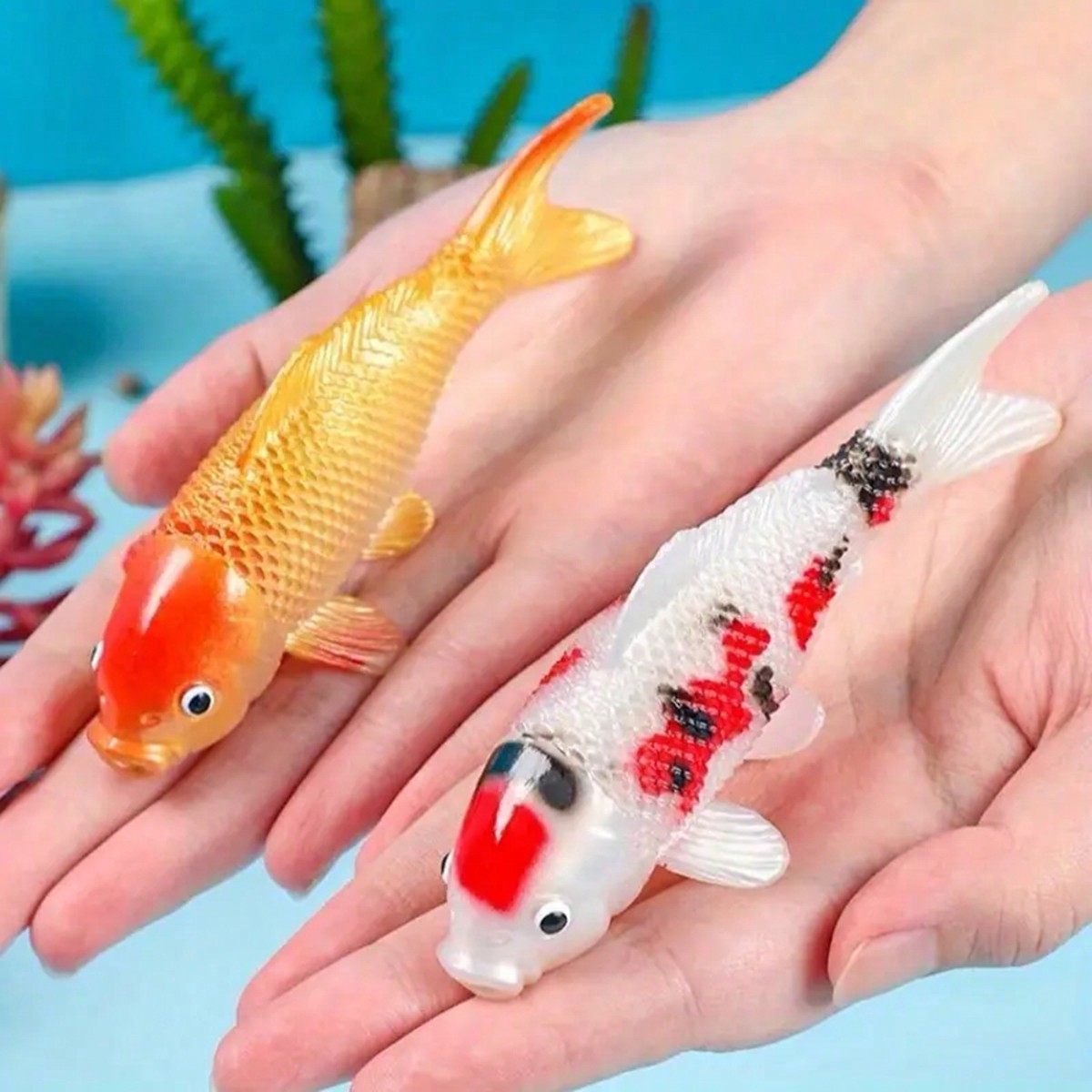 2pcs Colorful Artificial Koi F - Aquarium Fish Yellow reseña y precio