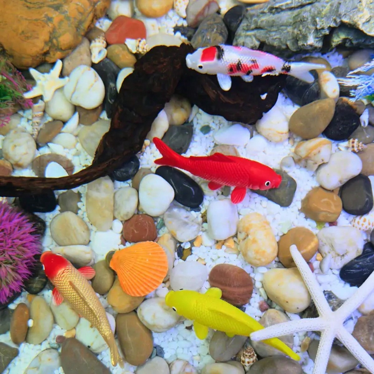 2pcs Colorful Artificial Koi F - Aquarium Fish Yellow reseña y precio