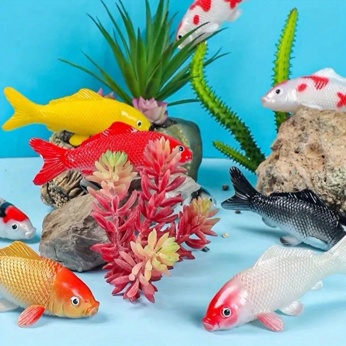 2pcs Colorful Artificial Koi F - Aquarium Fish Yellow reseña y precio