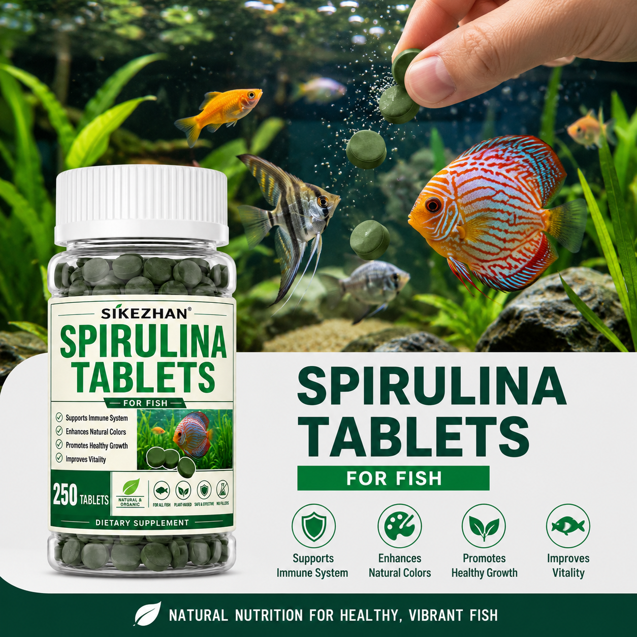 High Purity Spirulina Tablets  - Aquarium Fish Holiday Food reseña y precio