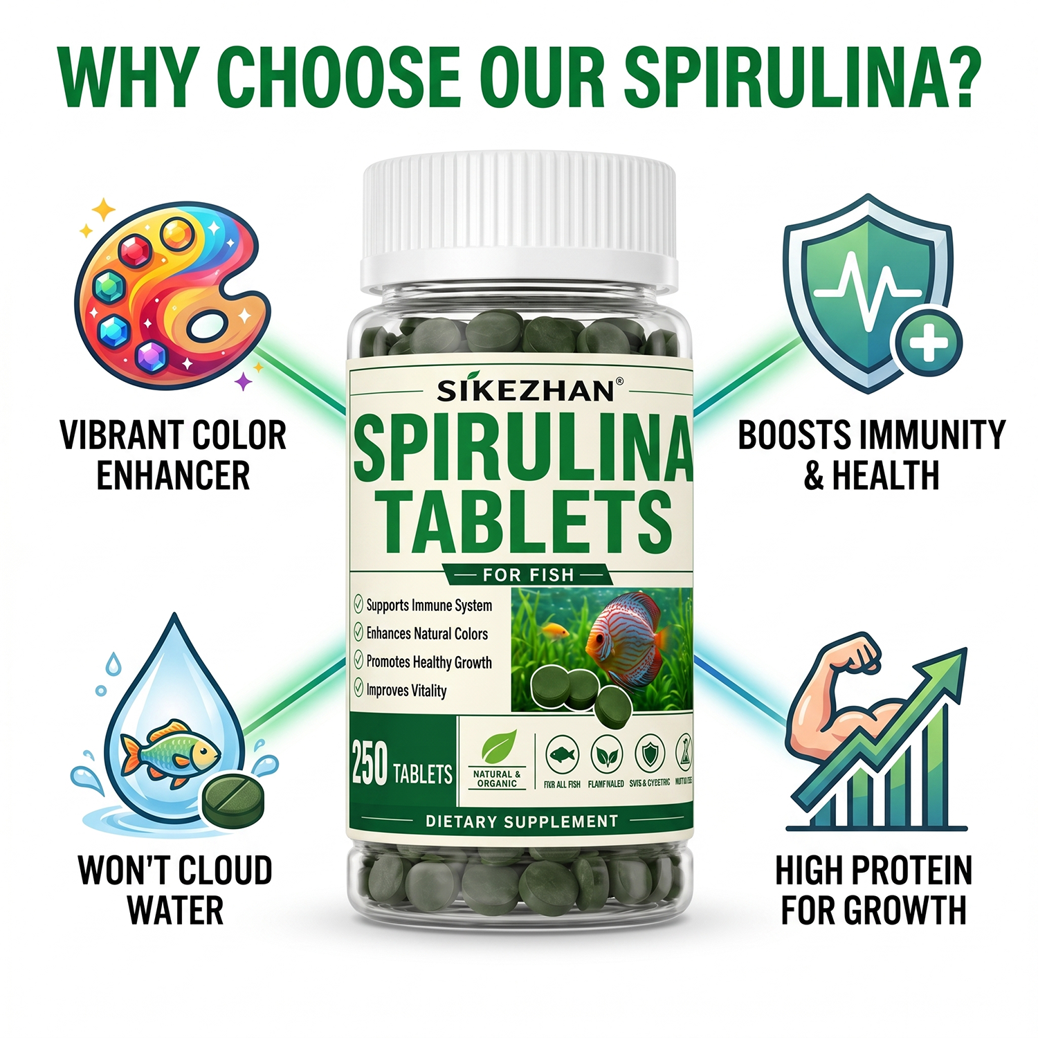 High Purity Spirulina Tablets  - Aquarium Fish Holiday Food reseña y precio